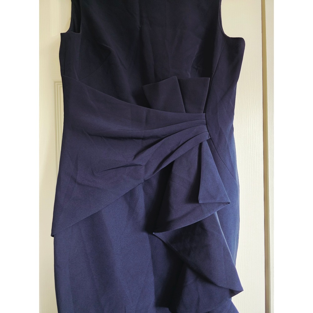 Eliza J 8 Dark Navy Blue (almost Black) Sleeveless Ruffle‎ Front Gown Dress NWT - Picture 10 of 13